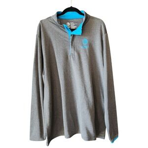 AT&T Employee Top Men's XXL 2XL Blue Polo Pull over Long Sleeves Gray